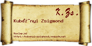 Kubányi Zsigmond névjegykártya